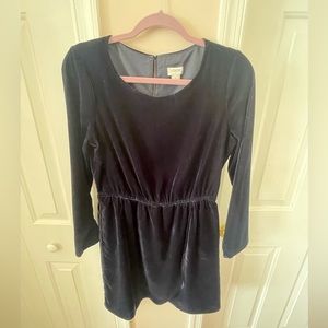 J.Crew midnight blue velvet knee length dress with tulip hem
